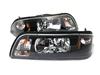 87-93 MUSTANG ONE PIECE BLACK & CHROME HEADLIGHTS                                                 